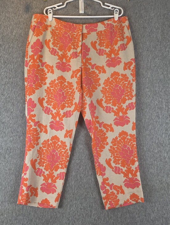 Boden Pants - Boden Floral Brocade Linen Pants Tan Orange Pink Wmn's 16R